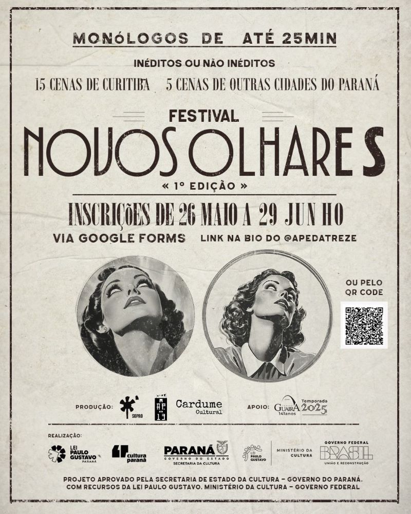 Na arte de Fabrício de Moraes, Curitiba recebe o inédito Festival Novos Olhares: palco para a diversidade e novos talentos do Teatro Paranaense.