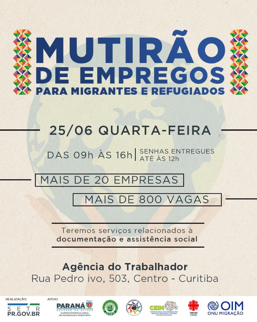 Paraná promove mutirão exclusivo para migrantes e refugiados com mais de 800 vagas de emprego