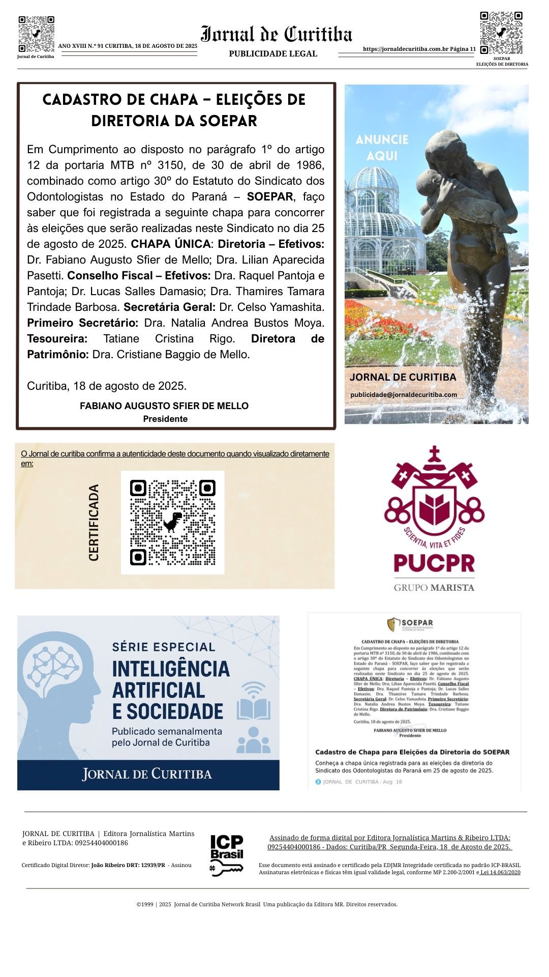 Registro de Chapa para Eleições do SOEPAR