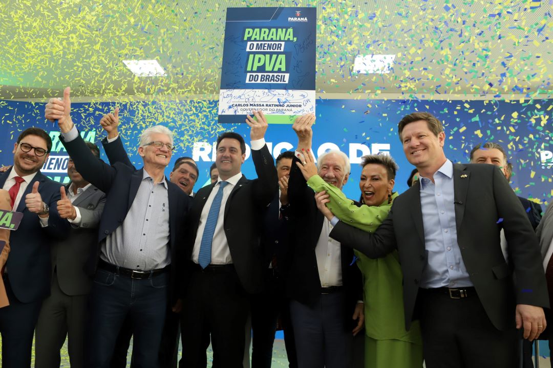 Ratinho Junior sanciona lei que reduz IPVA no Paraná e garante menor alíquota do Brasil. Foto: Ari Dias/AEN