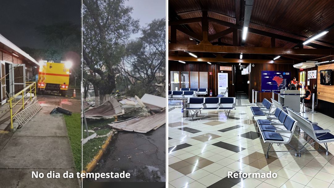 eroporto de Bacacheri no dia da tempestade e depois de reformado Foto: Rodrigo Zanotto / Divuilgação Motiva